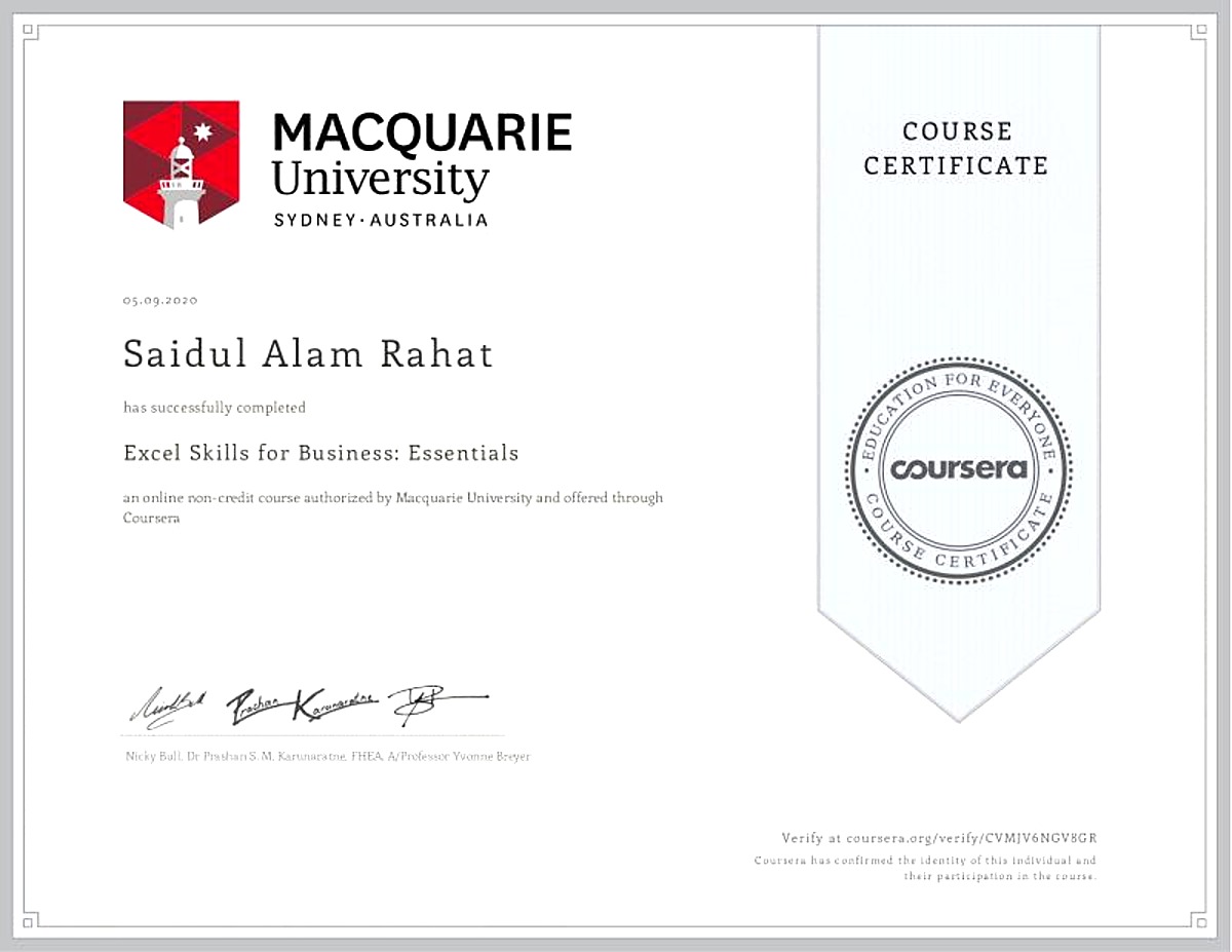 Excel Skills Certificate